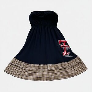 Red Raiders Outfitter Texas Tech Womens Strapless Dress Sm Black Plaid Hem New